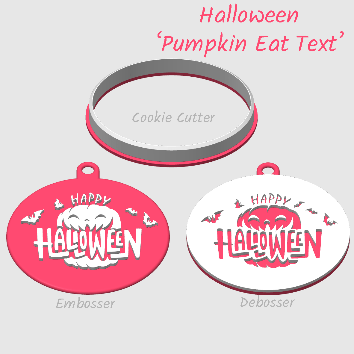 Pumpkin eating halloween text embosser