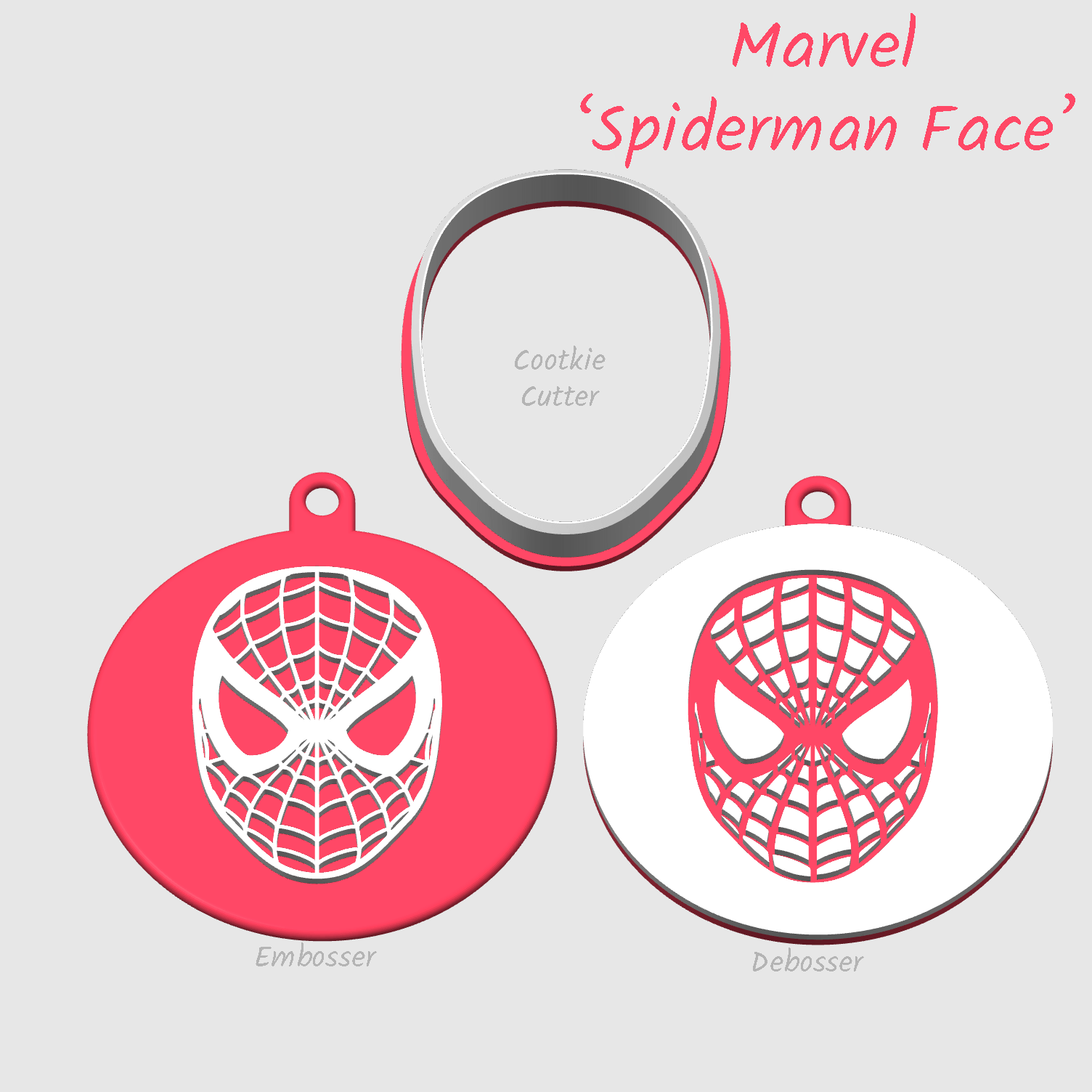 Spiderman Face embosser for icing on cookies and cupcakes