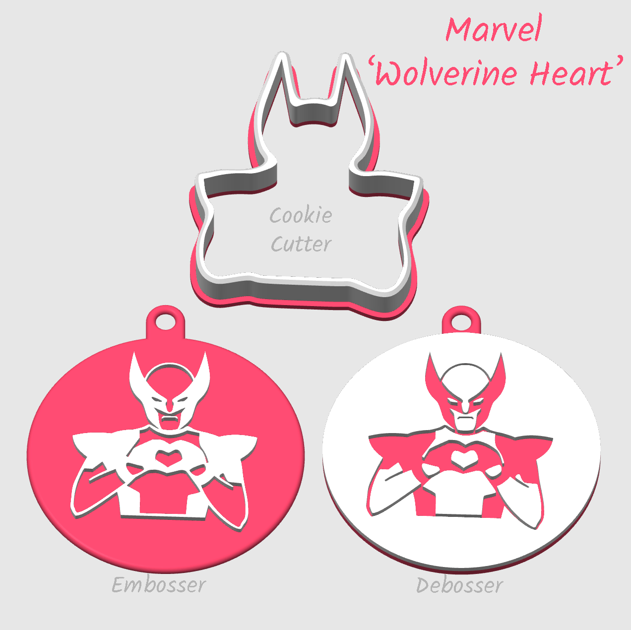 Wolverine mimicking Deadpools hands shaped heart embosser for icing impressions
