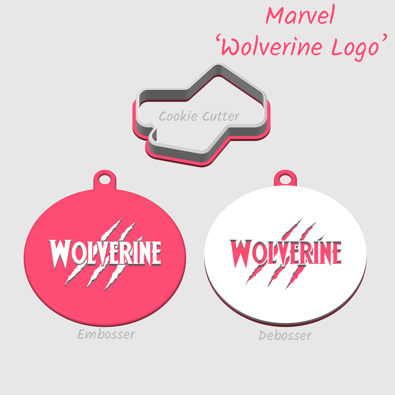 Wolverine Logo with claw marks embosser debosser cookie cutter