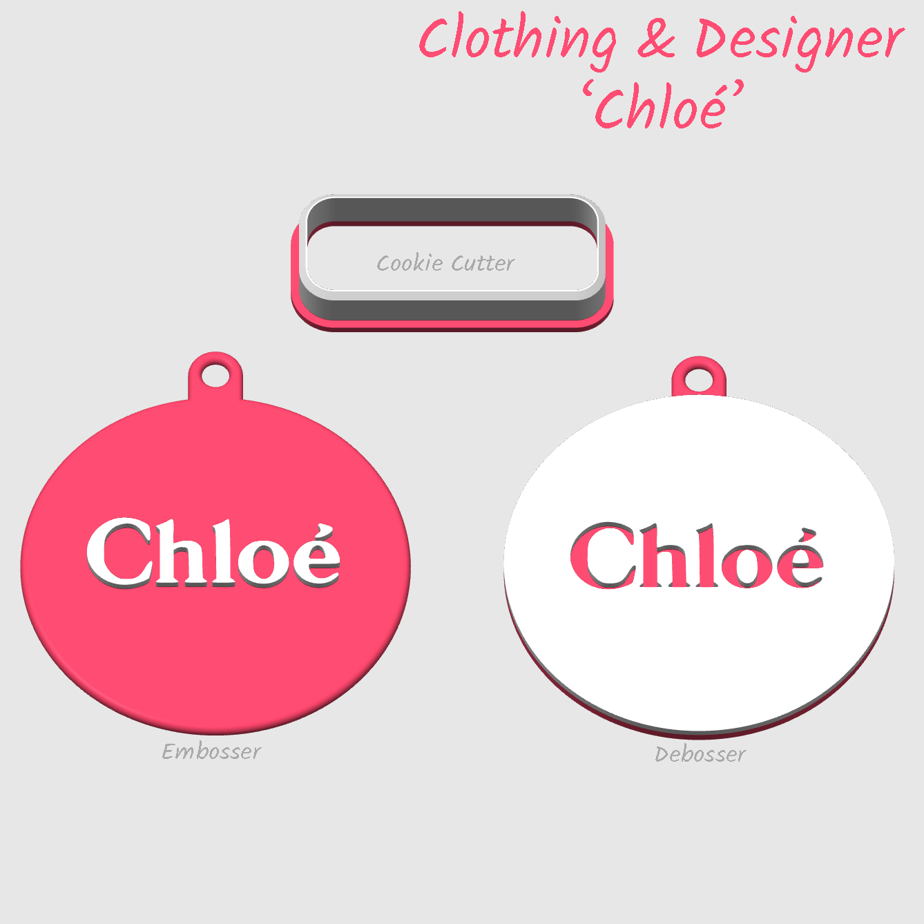 Designer label Chloe Logo Embosser debosser cookie cutter