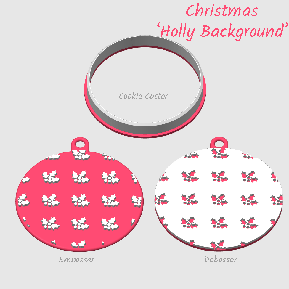 Holly Background embosser debosser cookie cutter