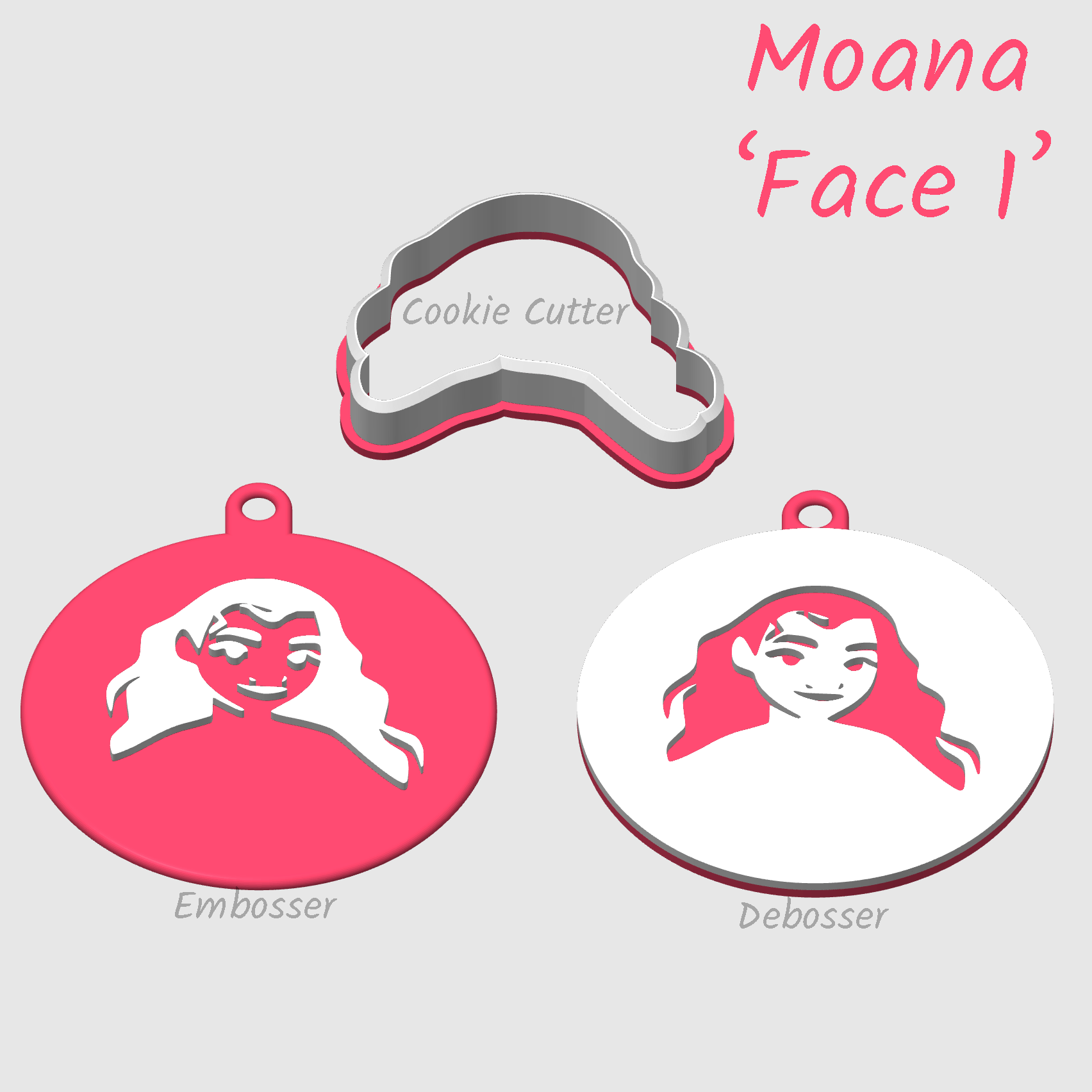 Moana's Face embosser debosser and cookie cutter
