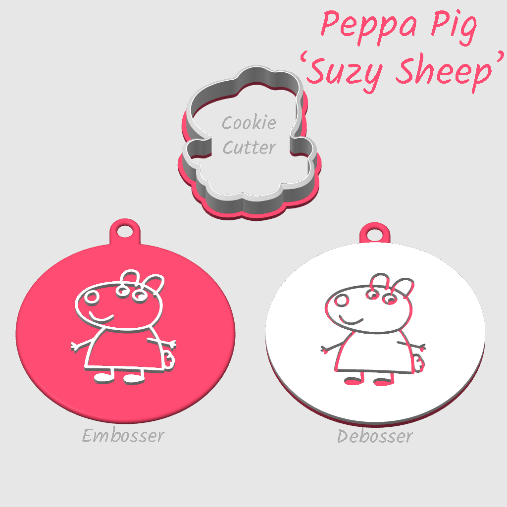 Suzy Sheep from Peppa Pig embosser debosser cookie cutter