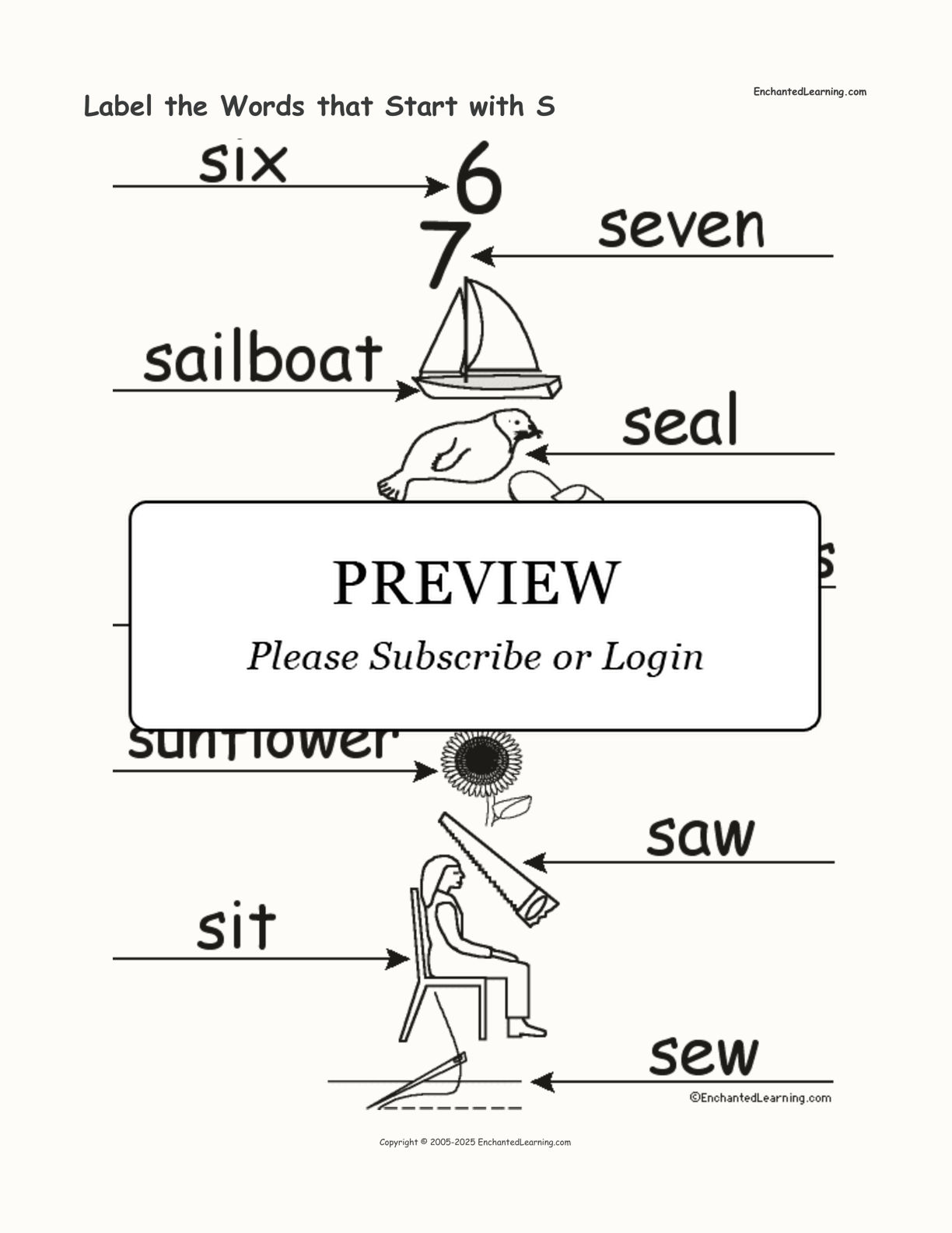 label the words that start with s enchanted learning