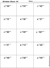 division worksheet printout 4 2 digits 1 digit 1
