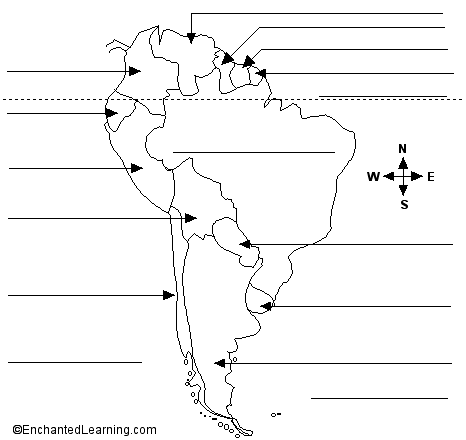 Easy to download and print out. Label South America Printout Enchantedlearning Com