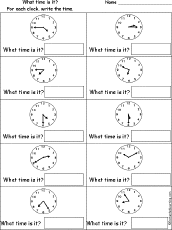 Telling Time Worksheets Enchantedlearning Com