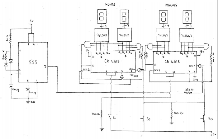 Digital Clock Schematic Diagram
