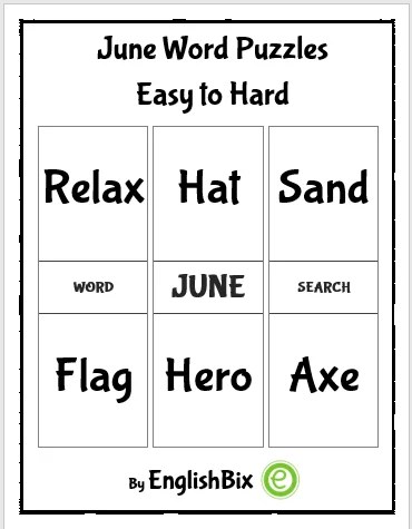 month of june word puzzles mini workbook englishbix