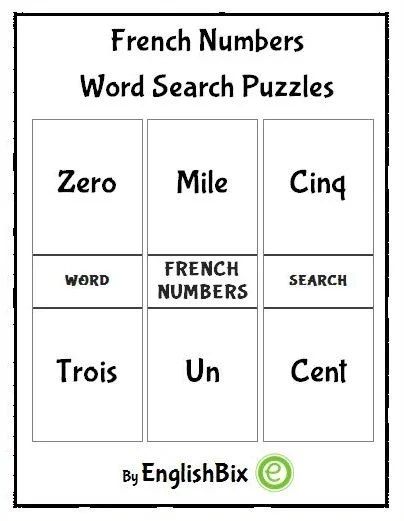 french numbers word search mini workbook englishbix