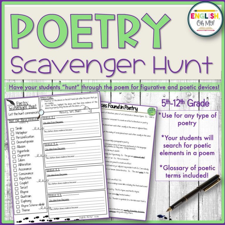 Poetry scavenger hunt figurative language