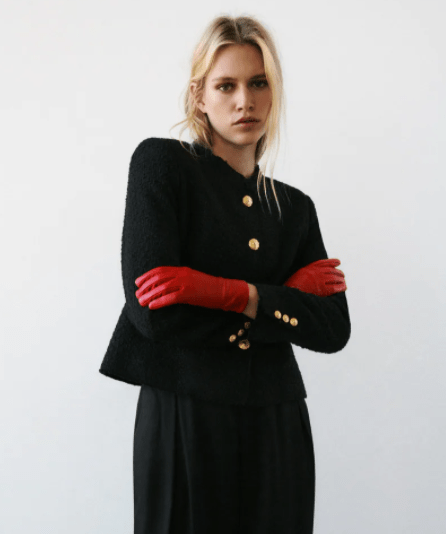 gants en cuir rouge