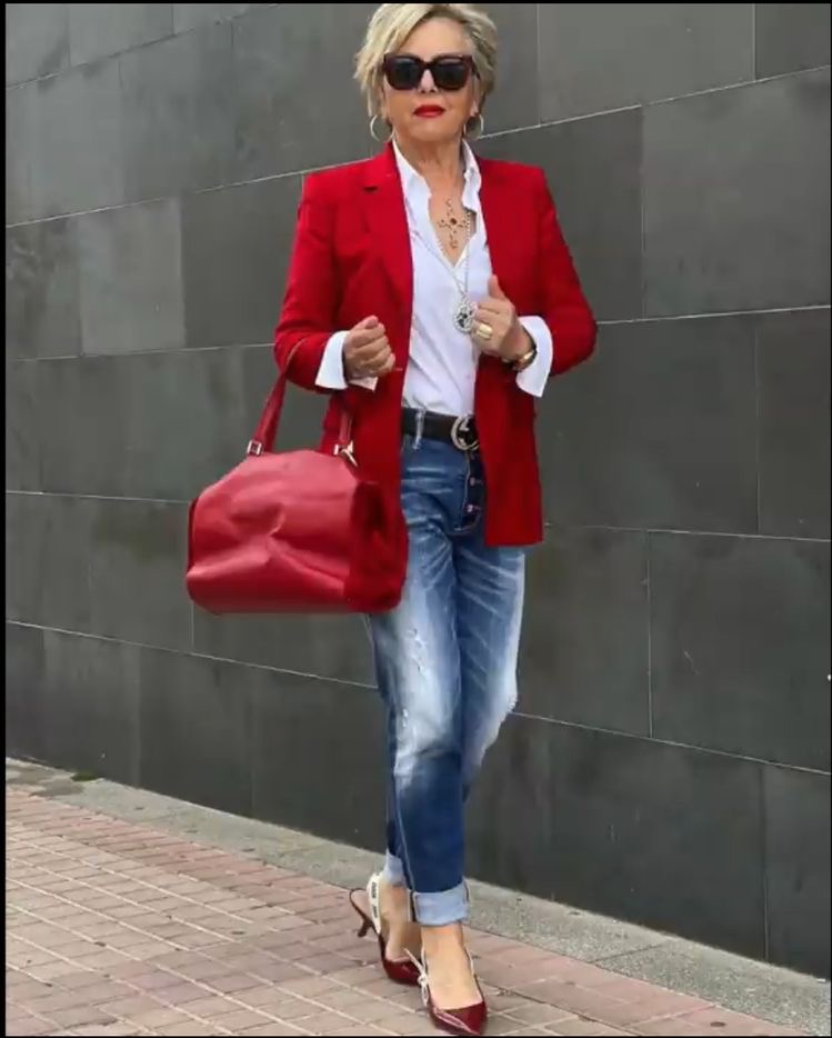 look blazer rouge