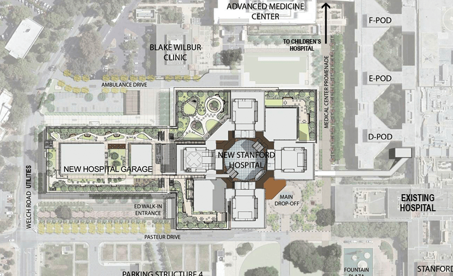 Stanford Establishes Zones On Its Image Map Of Stanford Hospital Aerial Site Plan 