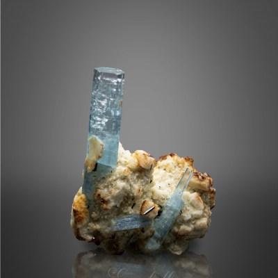 Aquamarine crystals on Felspar - Erongo, Namibia