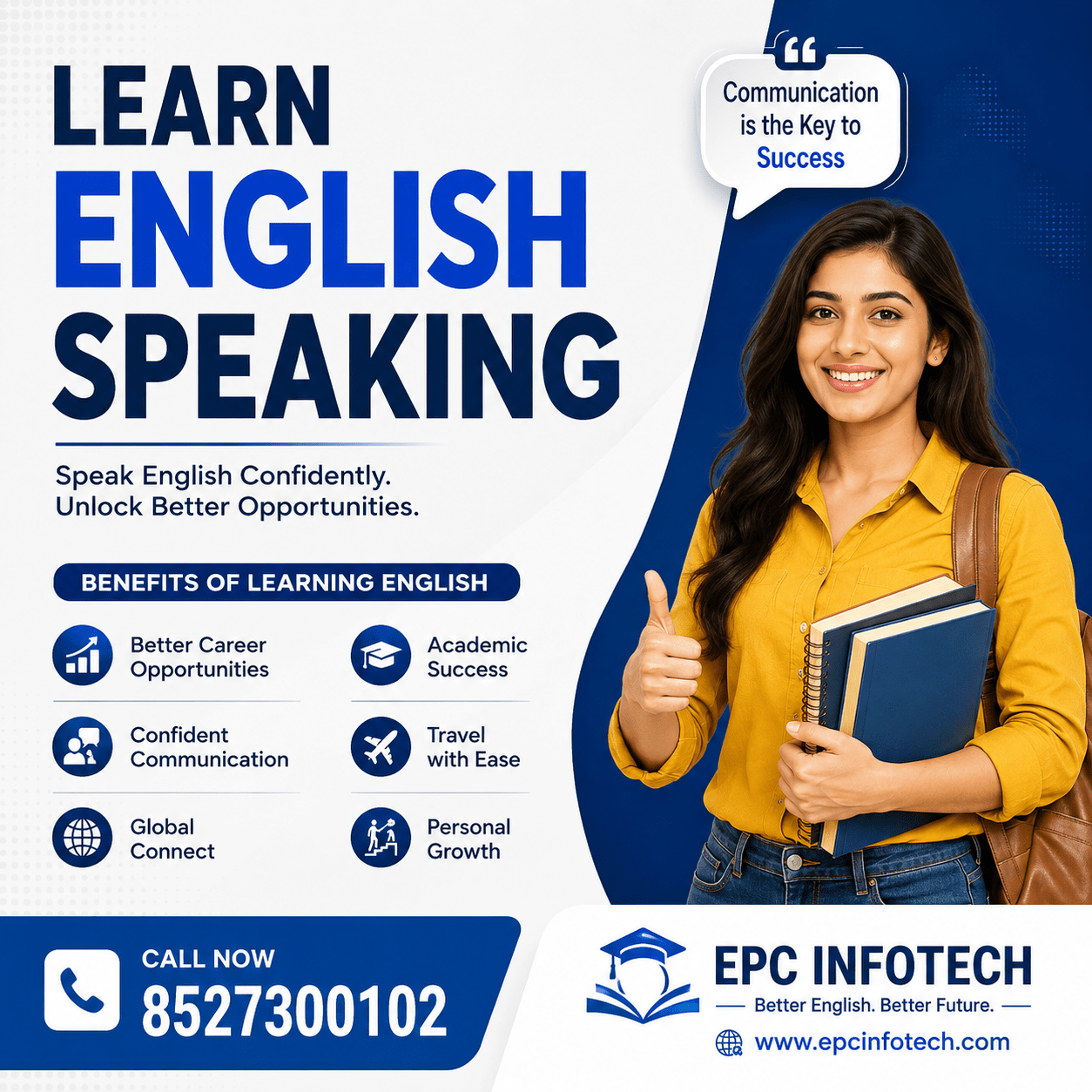Learn English Speaking course by EPC Infotech with professional English communication training and confidence-building skills.