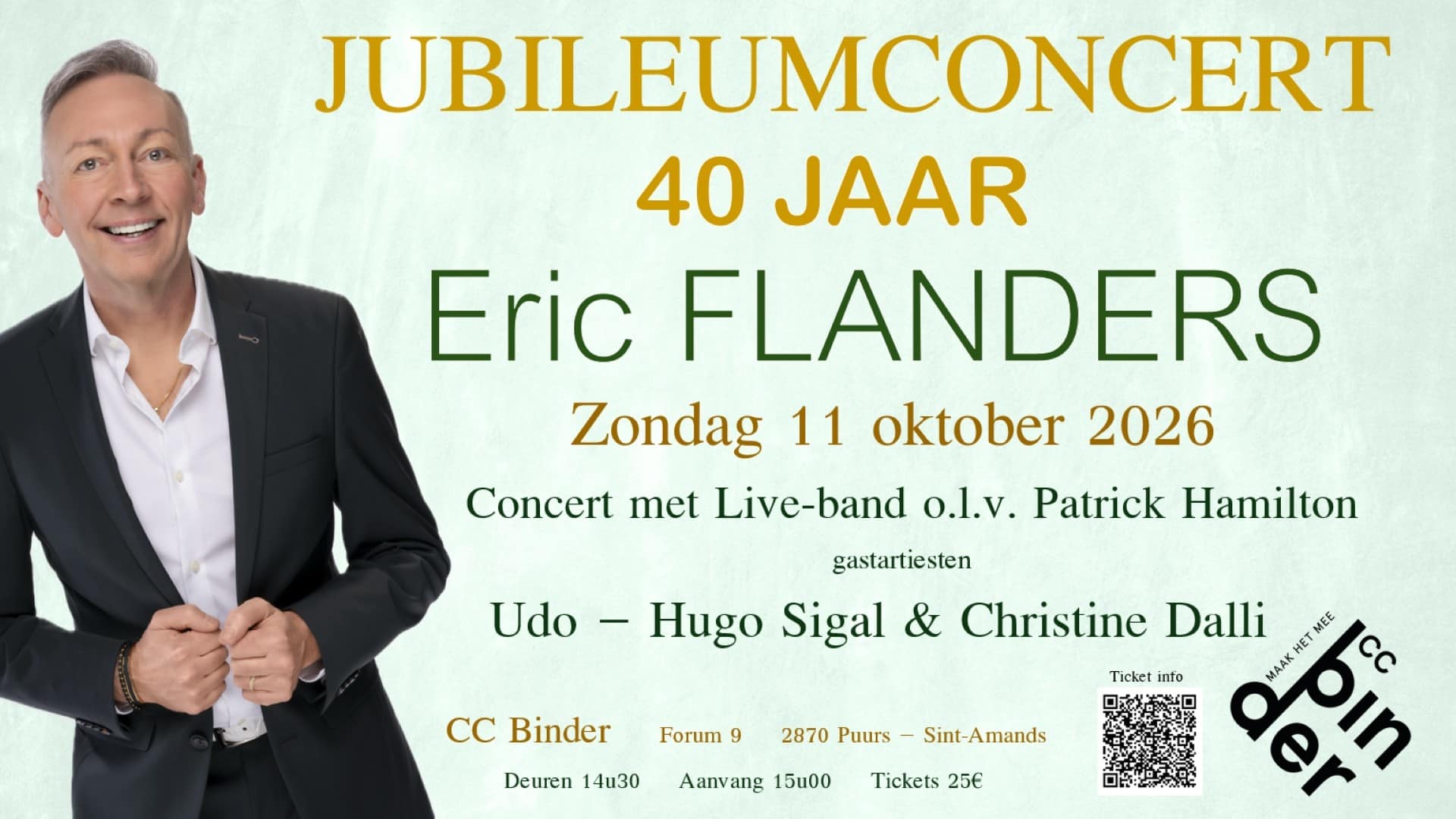Jubileumconcert 40 jaar Eric Flanders