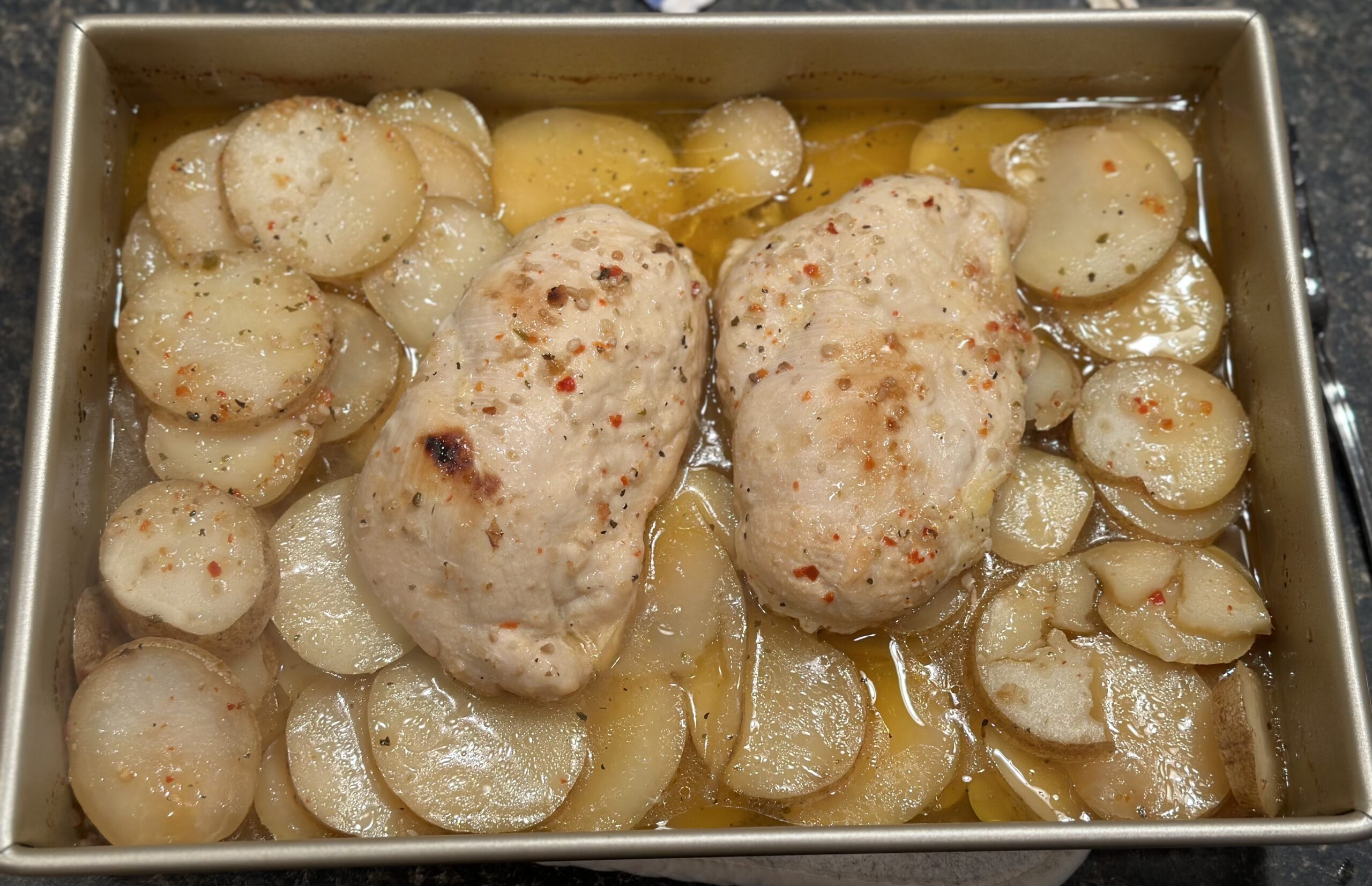 Baked Italian Chicken and Potatoes Escape 2 the Kitchen