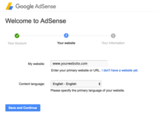 Adding Website URL in Google Adsense creation