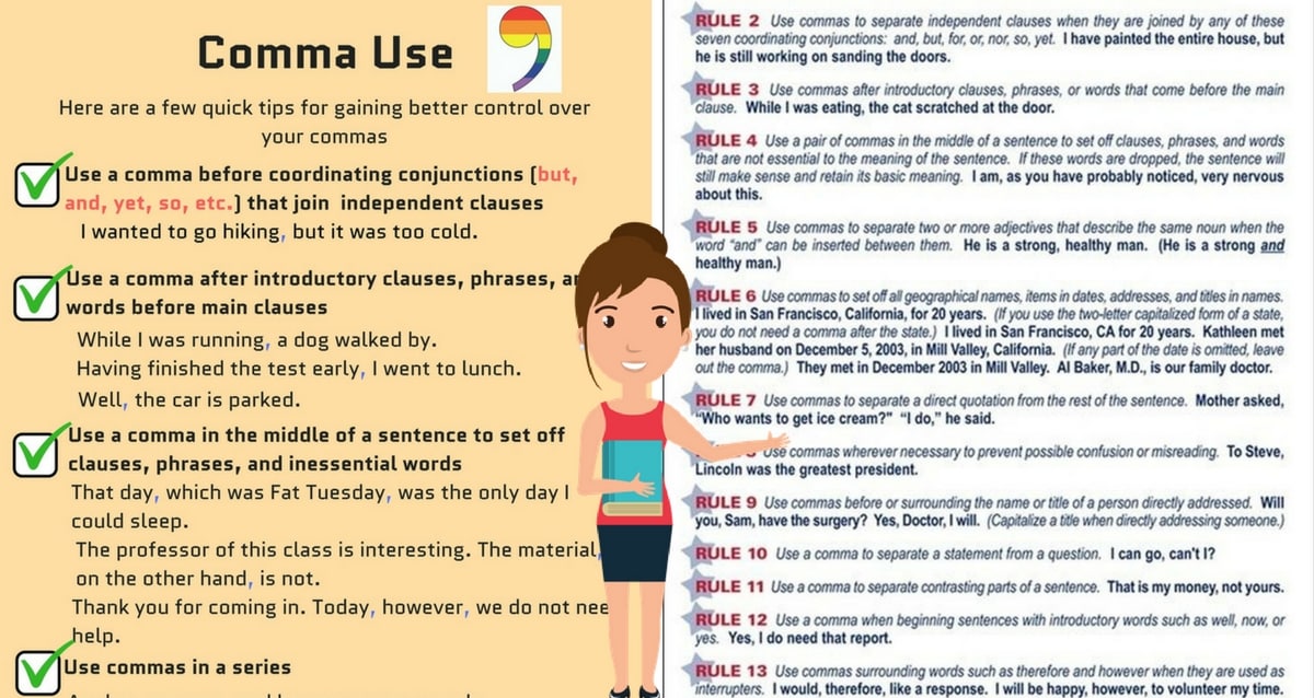 Rules for Comma Usage: How to Use Commas Correctly! - ESL Buzz