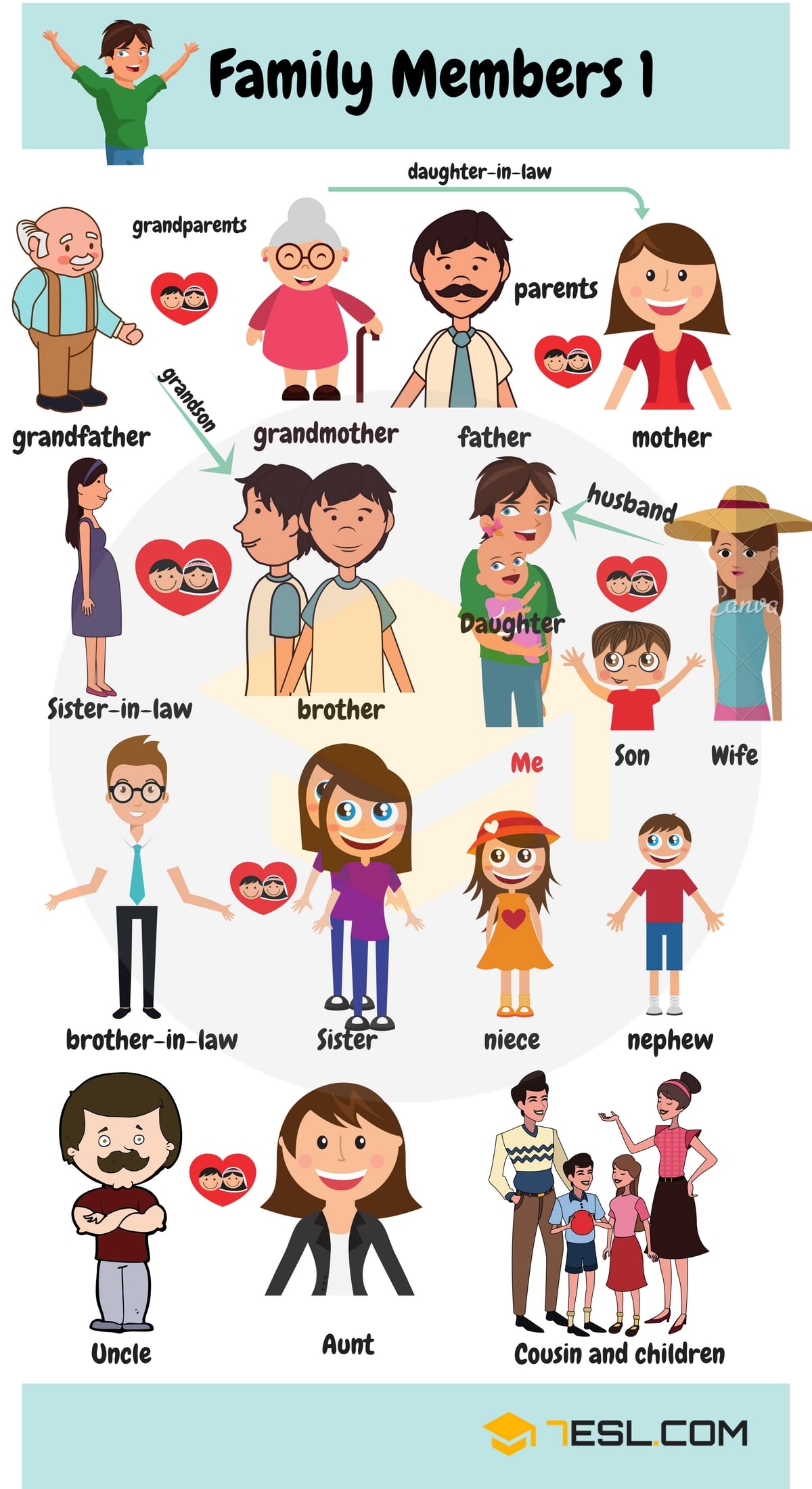 Members of the family vocabulary in english