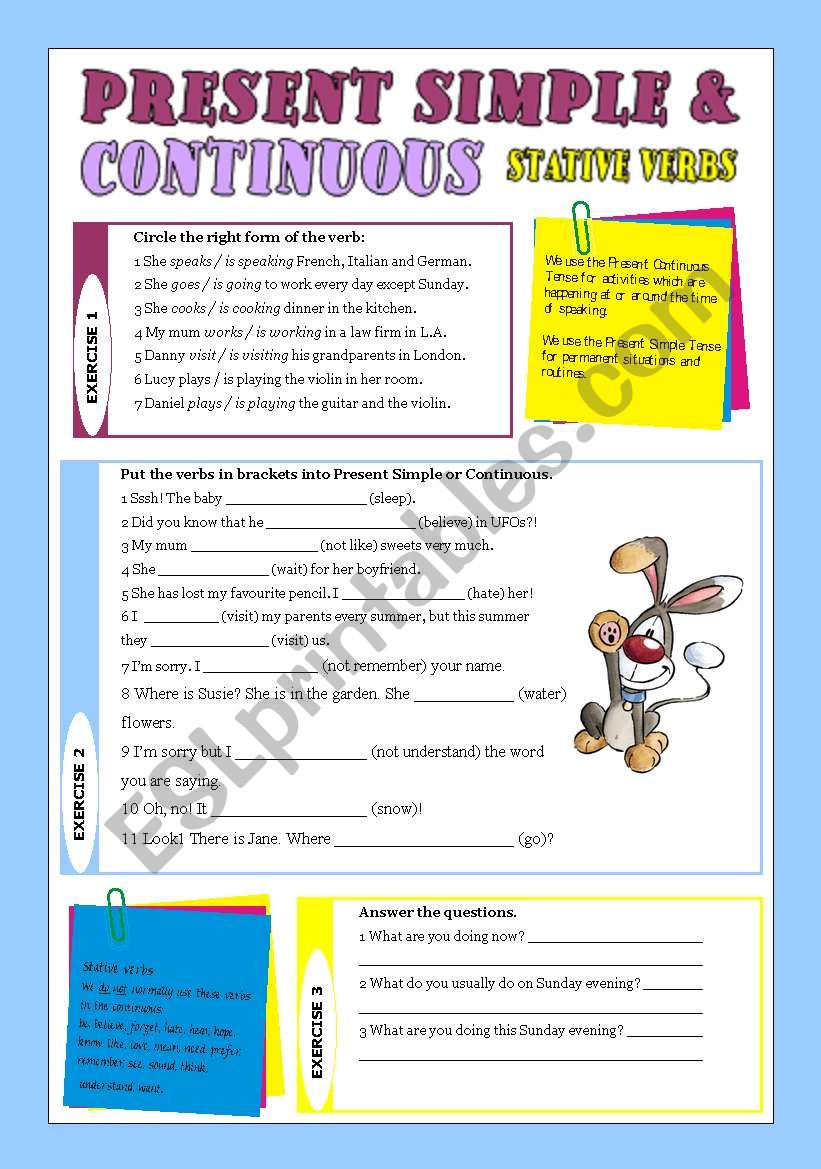 resent simple and continuous with stative verbs esl