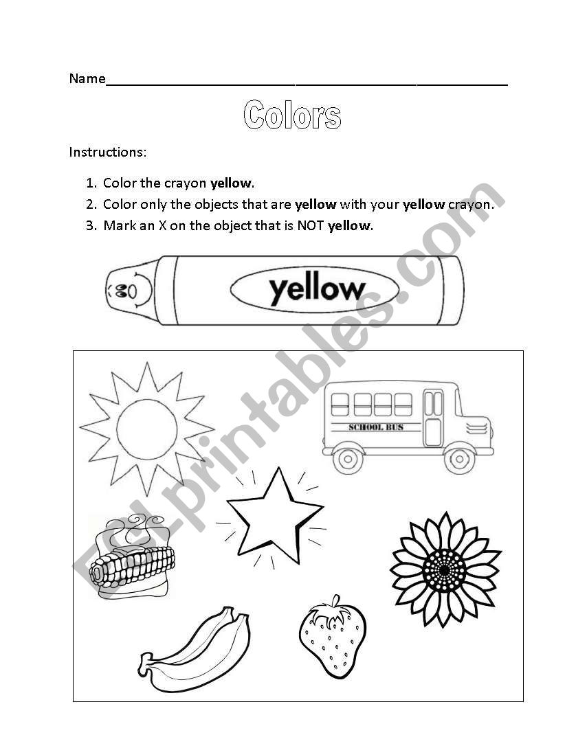 Color worksheet: yellow