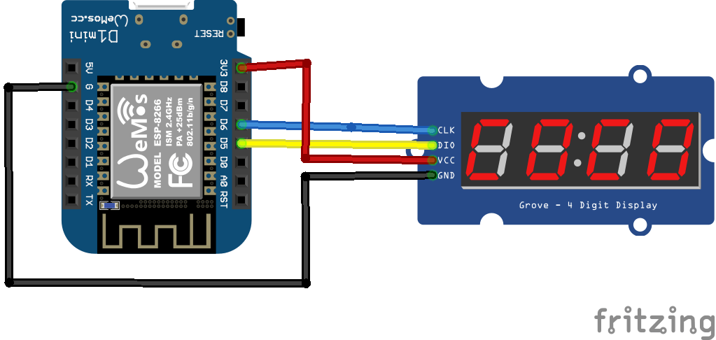 TM1637 7 segment display example - esp8266 learning