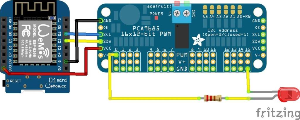 PCA9685 LED controller and ESP8266 example - esp8266 learning