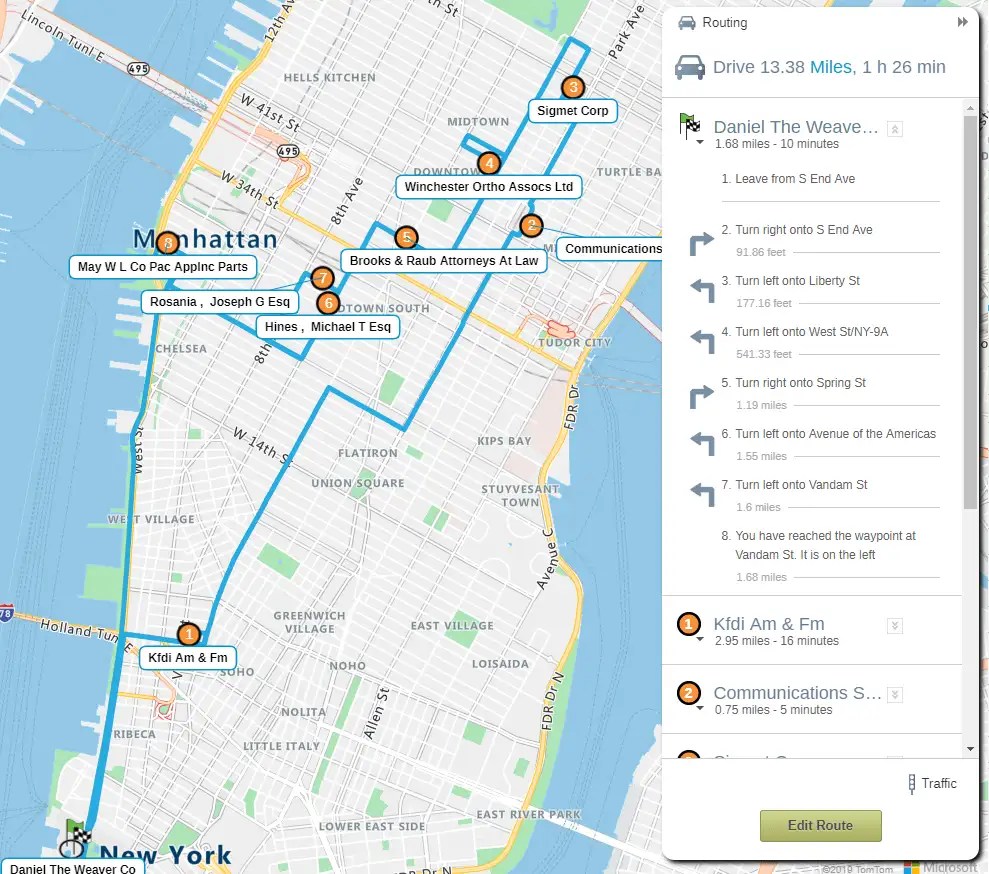 Mappoint Espatial Routing Map.