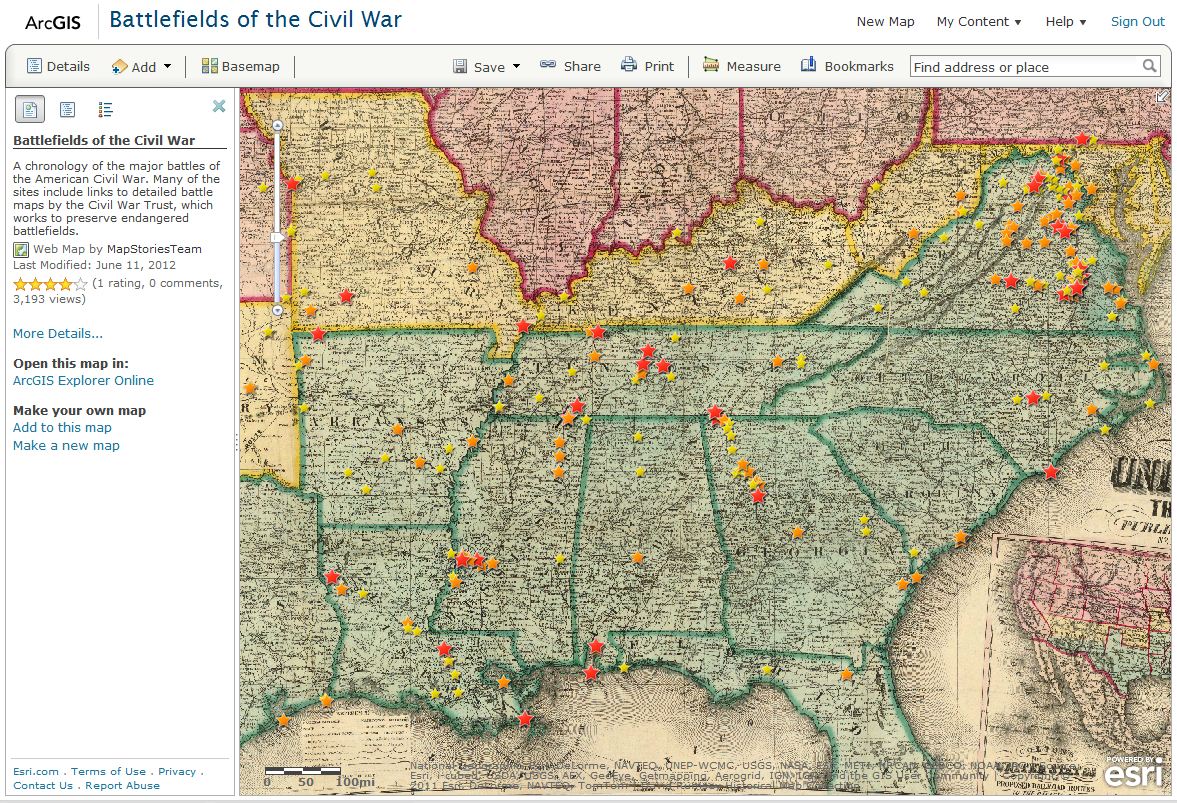 Civil War Battles Map CWWebMap 