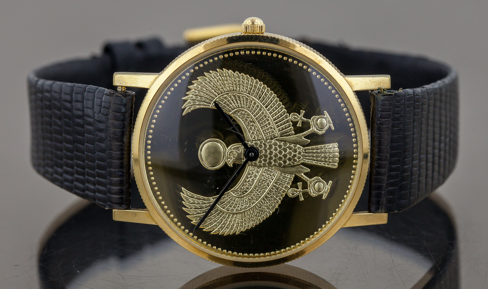 18K Gold Egyptian Golden Falcon, Franklin Mint, Swiss Watch