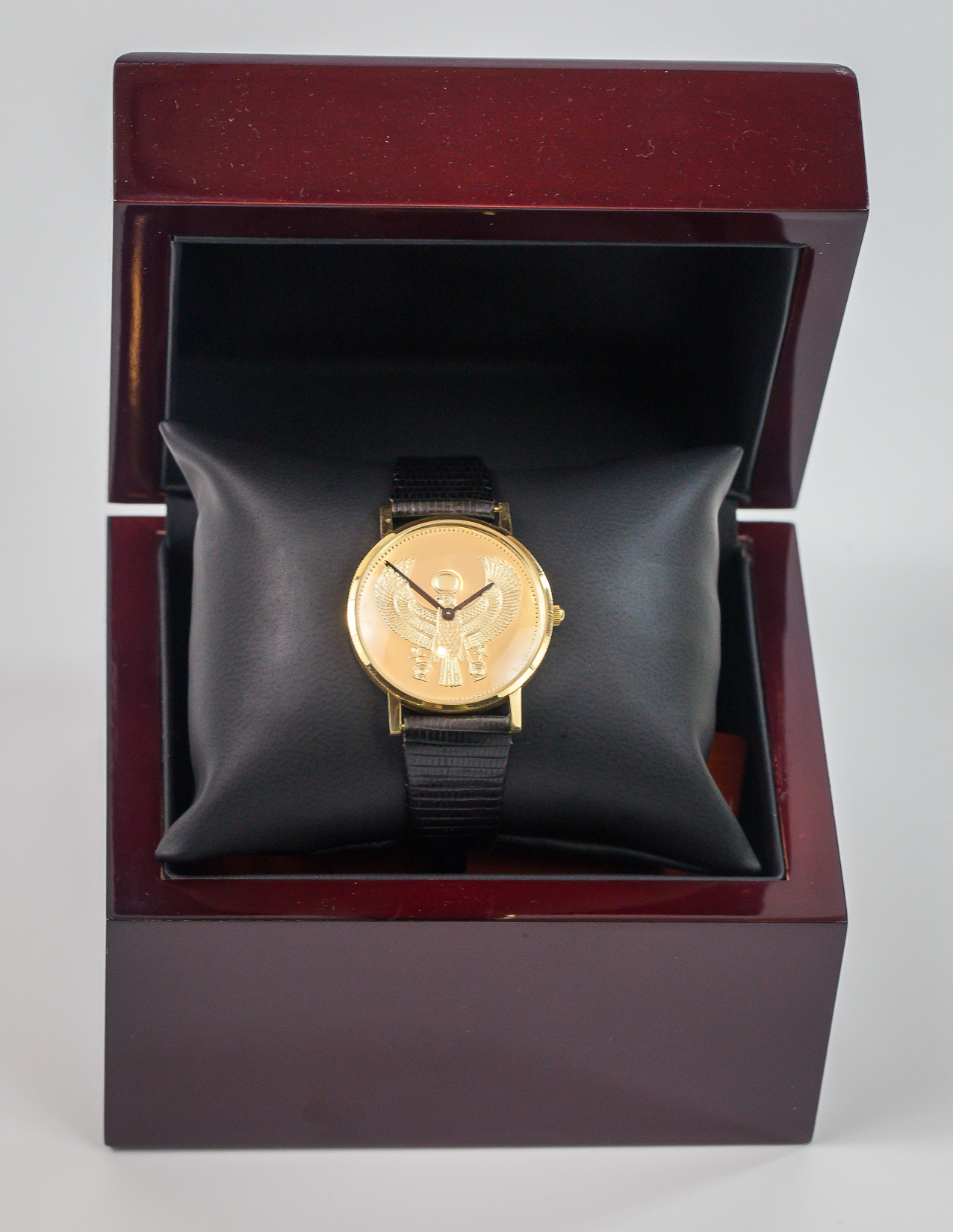 18K Gold Egyptian Golden Falcon, Franklin Mint, Swiss Watch