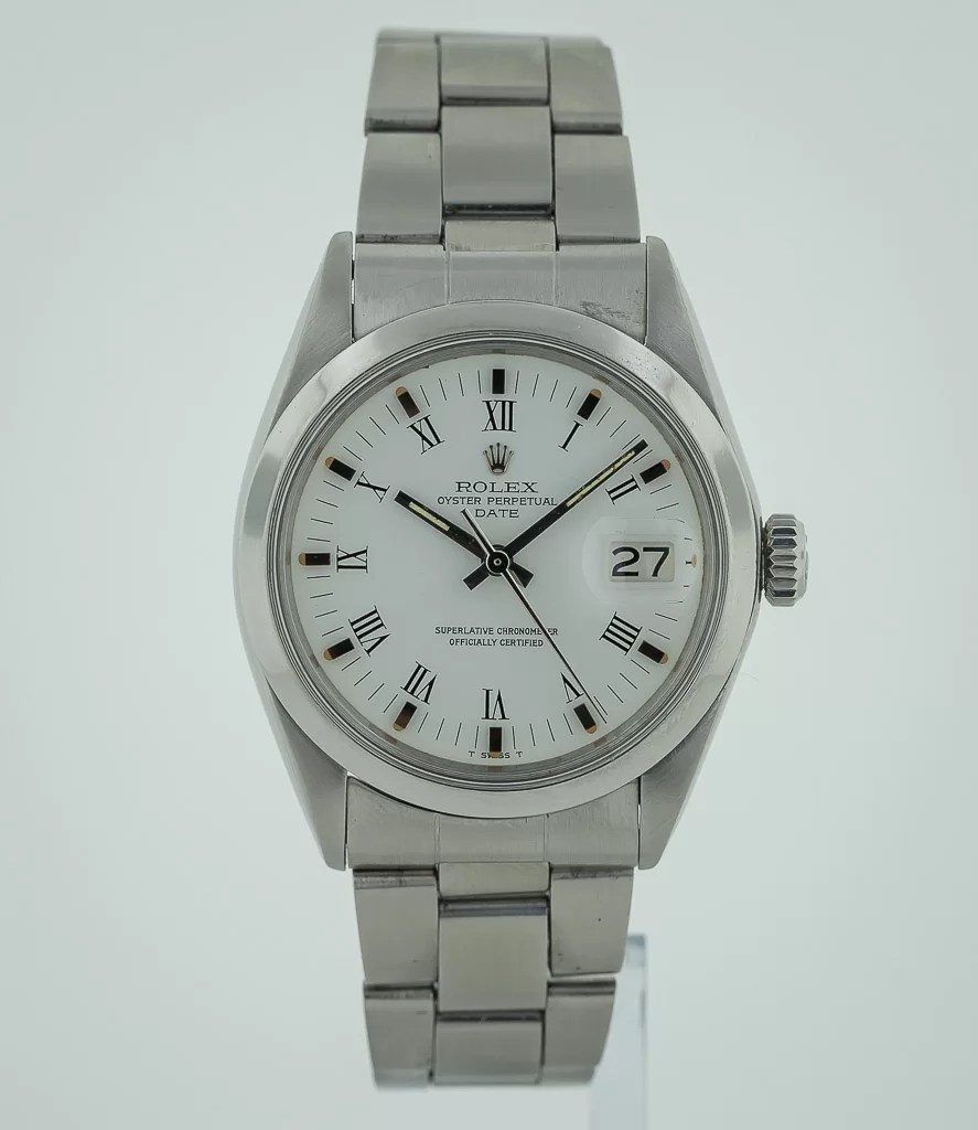 Rolex Oyster Date, Ref 1500, Stainless Steel, Men's, White Roman
