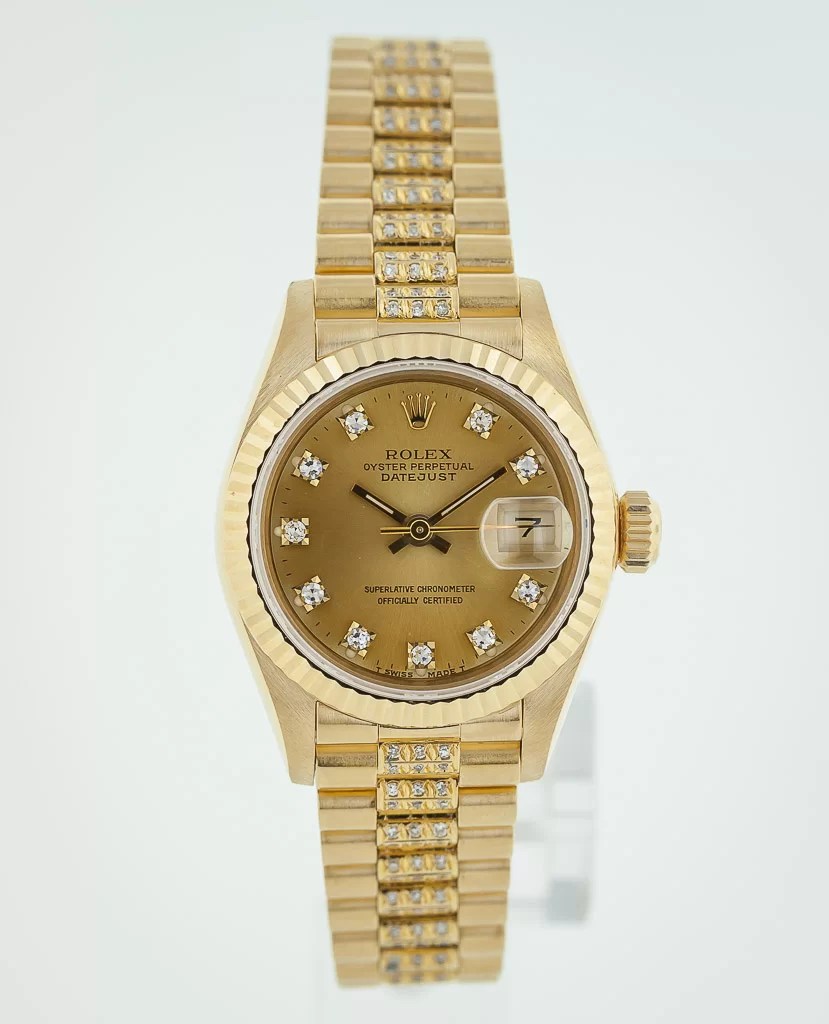 Rolex Ladies President, Ref 69178, 18K Yellow Gold, Champagne Dia