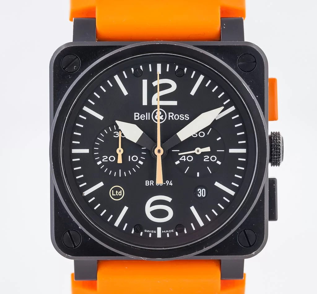 Bell & Ross Carbon Orange Chrono, Ref BR0394-O-CA, Black PVD Steel