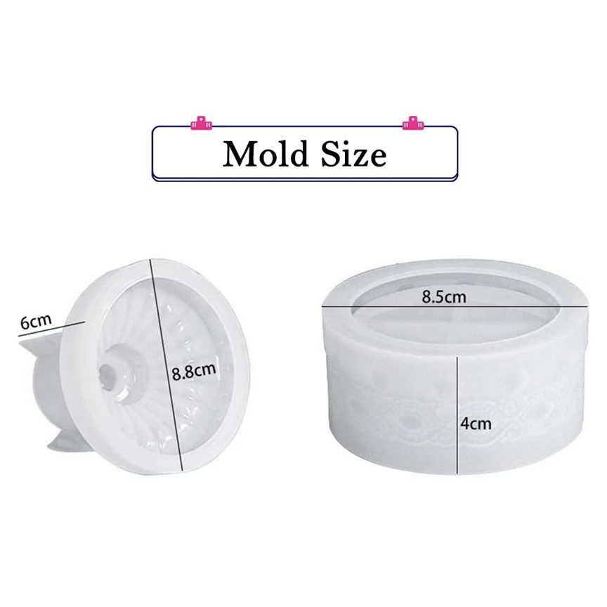 Elegant Trinket Box Silicone Mold with Lid – Resin Casting Mold for Jewelry Storage, Candle Holder, Polymer Clay, Cement & DIY Crafts