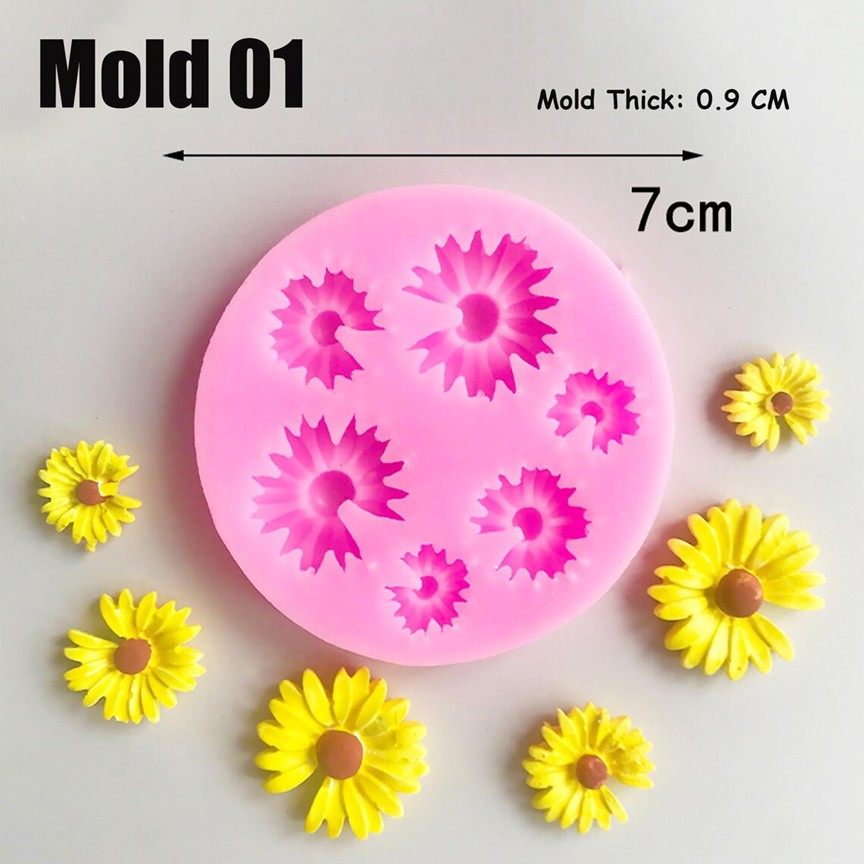 Daisy Flower Silicone Mold – Pastry, Cupcake, Chocolate, Soap, Candle & Fondant Cake Decoration Mold for Baking & DIY Crafts