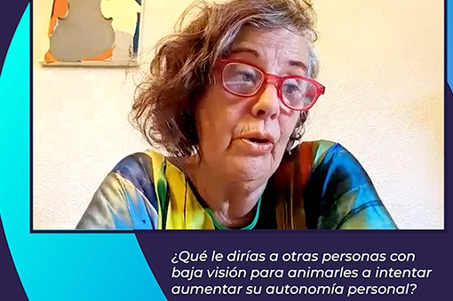 Imagen decorativa del vídeo en el que Inma, Carlos, Pelayo, María y Andrés contestan a la pregunta ¿qué les dirías a otras personas con baja visión para que intentaran aumentar su autonomía personal?