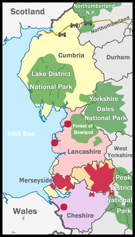 Tourist Map Of Northern England Insiderpuj Com Northwest England Map 