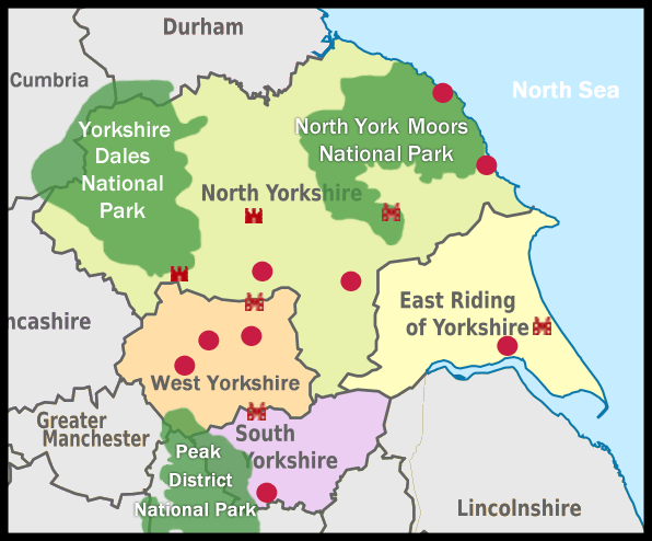 Features Of Yorkshire Yorkshire Map 