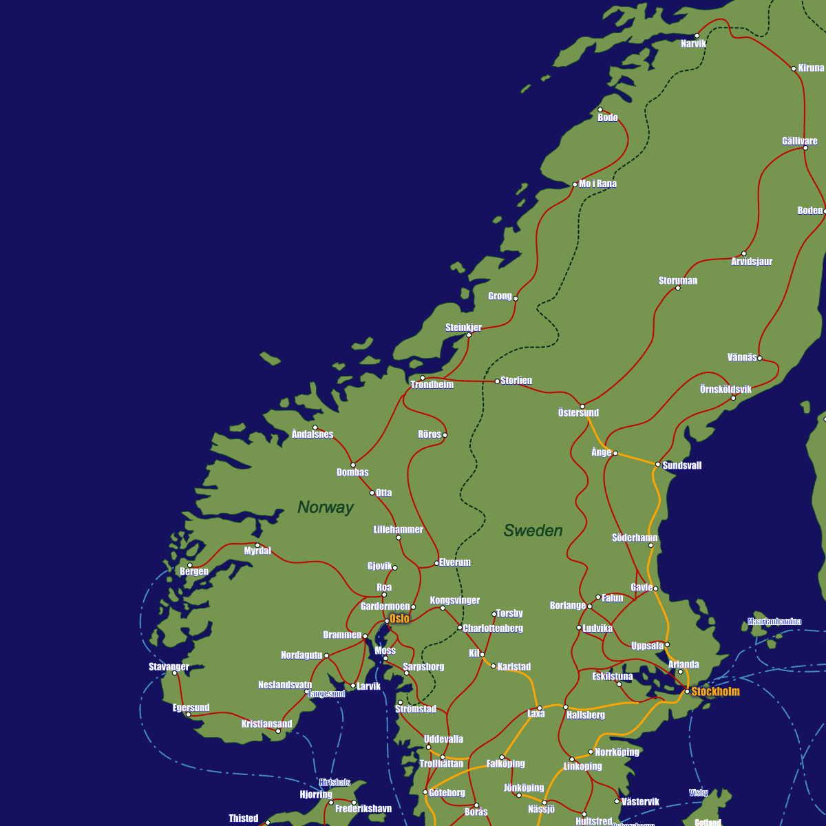 Norway Railway Map Norway 