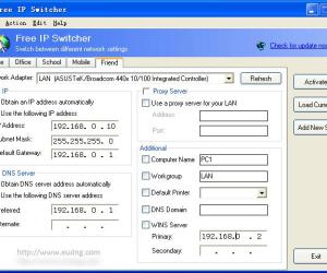 Ventana principal de Free IP Switcher