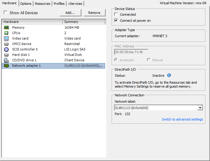 Invalid configuration for device ’0′. vNIC error. EverythingVirtual