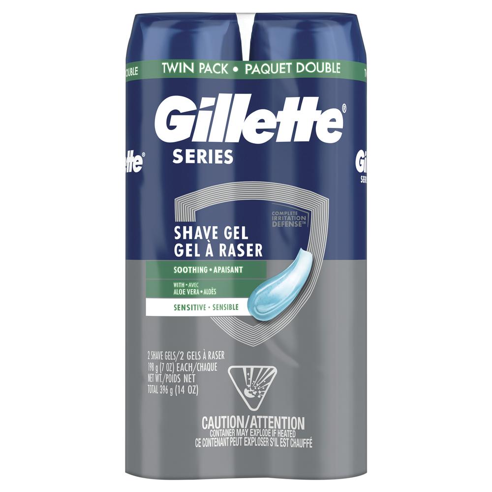 Gillette Satin Care Sensitive Women's Shaving Gel Twin Pack 14 oz with Aloe Vera, Light Fragrance