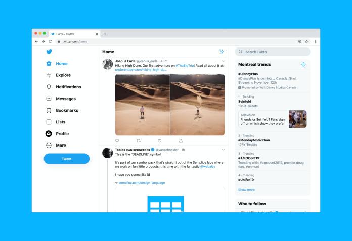Twitter web interface