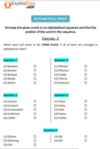 alphabetical order worksheets with answers examsegg practice mcqs