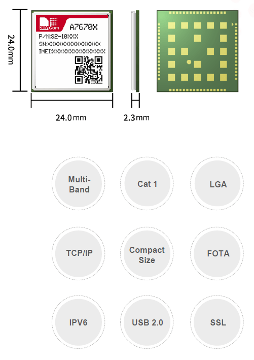 Sim7670c Module SIMcom A7670c LTE Module with UART – EXASUB