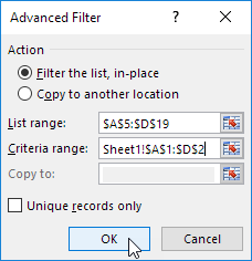 However it will include the zeros which are returned by formulas or . Advanced Filter In Excel In Easy Steps